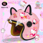 Children's 3c thickening + cat t2 / Pink half helmet + rocking cat + black and pink combination
