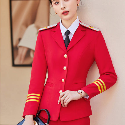[Stewardess Uniform] Female Spring and Autumn Performance Air Railway Drum Suit Performance Work Clothes Fashion Professional suit
