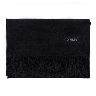 High-End Warm Imitation Cashmere Scarf for Women in Autumn and Winter Pure Color Elegant Versatile Tassel Shawl Fashionable Outer Dual-Purpose Scarf