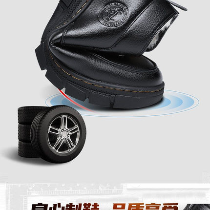 Cotton-padded shoes men's winter fleece-lined thick warm pure sheepskin fur cotton-padded boots middle-aged and elderly dad shoes non-slip cotton-padded leather shoes