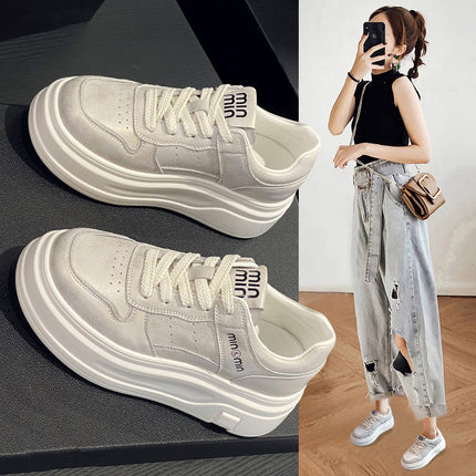 Thick-Soled White Sneakers for Women, 2026 Spring New Style, Height-Increasing Versatile Sneakers for Petite Women, Student Sports Casual Shoes