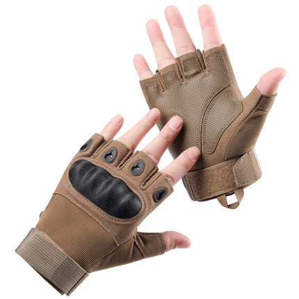 Men's Outdoor Half-Finger Gloves Carbon Fiber Shell Anti-Cut and Wear-Resistant Combat Sports Training Anti-Slip Tactical Gloves Special Forces
