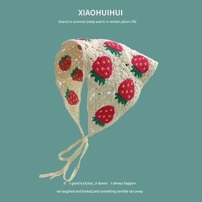 Hot Girl Internet Celebrant Photo Flower French Style Triangle Scarf Headscarf Women's Cute Knitted Hair Band Silk Scarf High-grade Headwear Summer
