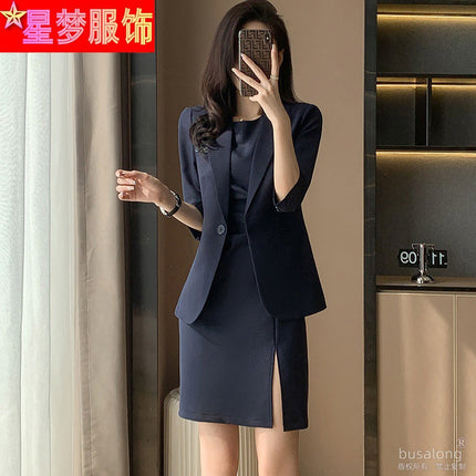 High-end Suit Dress Women's Two-piece Summer Work Clothes Temperament Dress Professional dress Suit Jacket