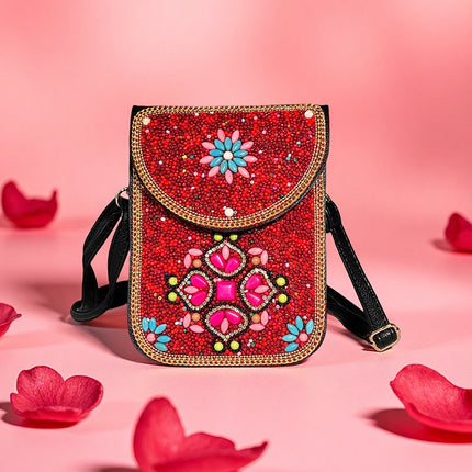 Bohemian Women's Mobile Phone Bag Xinjiang Inner Mongolia Yunnan Tourist Souvenirs Retro Heavy Industry Rice Bead Shoulder Bag
