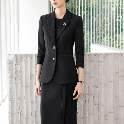 Ol Commuter Suit Dress for Women in Autum, High-End Waist Slimming Look, Light and Mature Workplace Large Size No-Iron Business Formal Wear