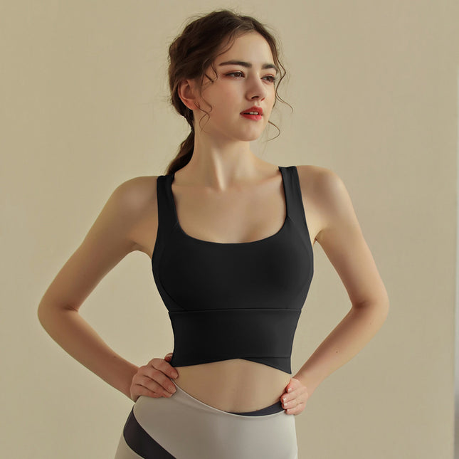 Sports Bra Women's Summer High-Intensity Fixed Cup Beautiful Back Running Fitness Belt Chest Pad Push-Up Shock-Proof Yoga Vest