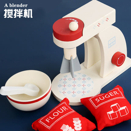Wooden Toy Children's Play Toy Kitchen Bread Machine Coffee Machine Stirring Solid Wood Girl Baby Breakfast