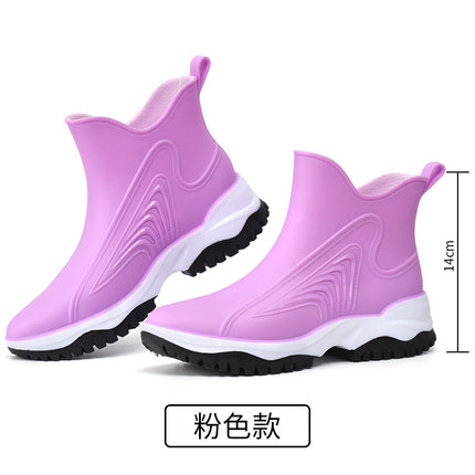 2026 Short-Tube Water Boots for Outdoor Work, Car Washing, Grocery Shopping, Non-Slip Rubber Shoes for Women, Pvc Waterproof Shoes, Rain Boots, Fashionable Style