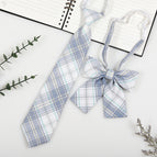 Jk053 sky blue and yellow grid (tie + collar flower)