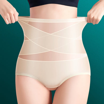 Amazon Cross-border Explosive Shaping Pants Cross Ice Silk High Waist Belly Tinting Panties Women Thin Hip Breathable temu