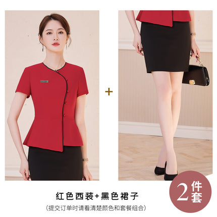 Hotel front desk work clothes fashion suit professional women's clothing jewelry store sales uniform two-piece beauty salon tooling
