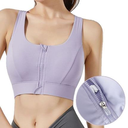 One-piece Zipper Sports Underwear Yoga Vest Running Fitness Shockproof Outer Wearing Bra Women's Bra Shock Absorbing