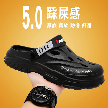 Summer Closed-Toe Sandals with Soft Soles, Non-Slip, Suitable for Outdoor Wear in Summer, Thick-Soled, Comfortable Clogs, Dual-Use Garden Shoes