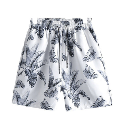 Hawaiian No-Iron Ice Silk Quick-Drying Five-Point Beach Shorts Men's Casual Printed Loose Thin Sports Large Pants