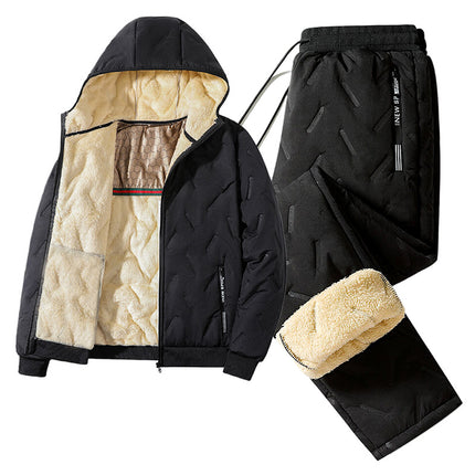 Winter Lamb Fleece Coat fleece-lined Cotton Coat suit Hooded Men's Loose Cotton Coat Plus Size Warm Cotton Coat