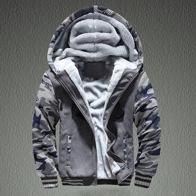 Men's fleece-lined sweater cardigan coat casual hooded thickened autumn fashion comfortable cross-border youth cold-proof coat