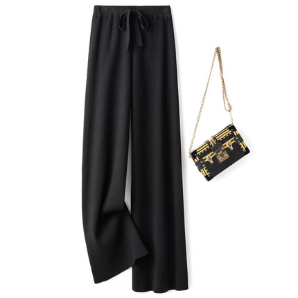 Autumn and Winter New Wool Wide Leg Pants Women's Elegant High Waist Loose Pendant Slimming Casual Pants Thickened Floor Pants