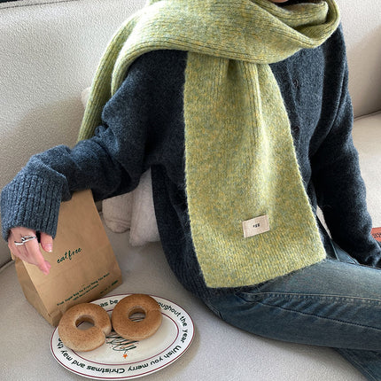 Korean-Korean Egg Standard Solid Color Explosions with Wool Scarf Winter Soft Waxy Knitted Warm Cold-proof Thickened Scarf