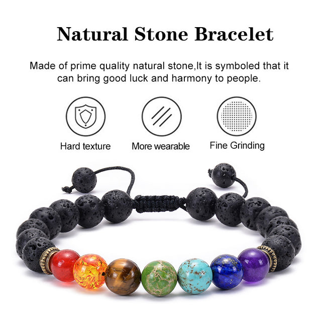Amazon Hot Sale Natural Agate Frosted Volcanic Stone Bracelet Colorful Natural Stone Yoga Woven Bracelet Wholesale