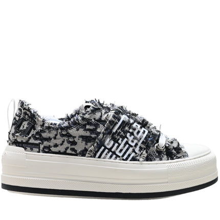 D's Walk'N‘D Embroidered Flats Canvas Shoes Lace-Up Versatile Fashion Sports Women's Sneakers Thick-Soled Shoes