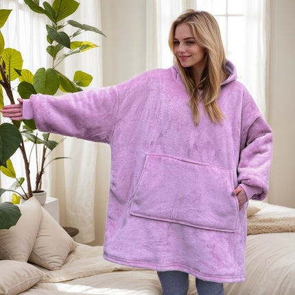 Hooded Blanket with Purple Dog Print, Large Size, Double-Sided Cotton Fleece, Comfortable and Warm, with Hood, for Lazy People, Suitable for Cross-Border Trade in Europe and America