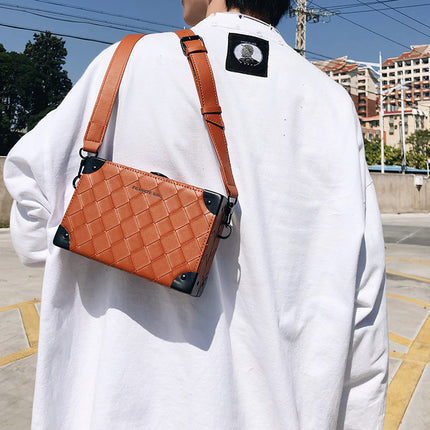 New Korean Style Trendy Brand Fashion Woven Small Square Bag Shoulder Bag Crossbody Small Square Bag High Quality Box Bag Women's Bag