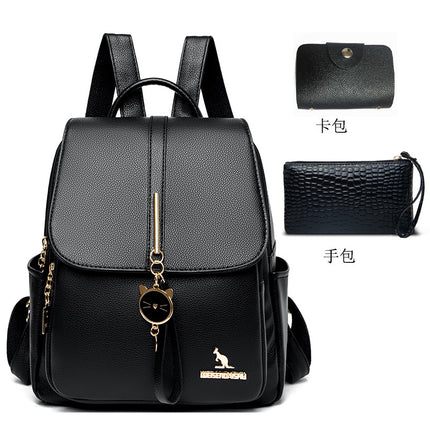 Creative kitten decorative backpack cowhide fashion travel women's backpack 2024 welfare student bag