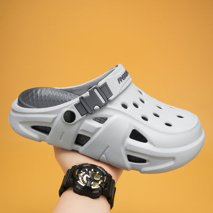 Croc Shoes Men's Summer Thick-Soled Outer Garden Shoes Soft-Soled Toe-Cap Slippers Casual Two-Wear Driving Sandals Men's Style