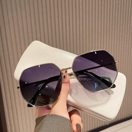 Metal Polygonal Anti-Uv Sunglasses for Men and Women, Fashionable and Versatile, Travel Photography, Sun Protection Glasses