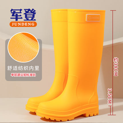 Extraordinary Rain Boots "Mango Yellow High Rain Boots" Non-Slip Thickened Women's Boots Hiking and River Tracing Protective Wading Boots
