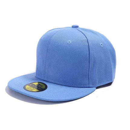 Cross-Border Color-Blocked American-Style Six-Panel Flat-Brim Hip-Hop Hat for Men and Women, Solid Color Plain Flat-Brim Hip-Hop Baseball Cap, Unisex