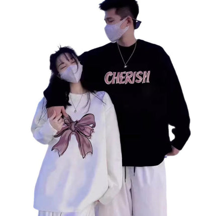 Autumn and Winter Oversize Velvet Round Neck Sweatshirts for Men and Women, Special Couple Wear, Trendy Brand Class Uniforms, Warm Bottoming Shirts