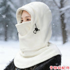 Large double-button windproof hood (white) / One size fits all