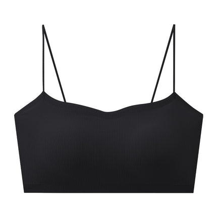 Popular Seamless Beauty Back Bra for Women, Tube Top, Spaghetti Straps, No Rims, Small Breast Push-Up, Glossy One-Line Support Bra