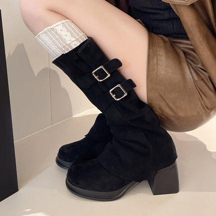 Western Cowboy Boots for Women 2025 New Autumn and Winter Pile Knight Trouser Boots Detachable Two-Wear Knee-Length Boots