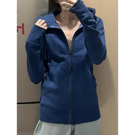 Women's Slim-Fit Fleece Hoodie Sports Fitness Cardigan Slimming Jacket Dopamine Korean Style Top Zipper Versatile Trendy