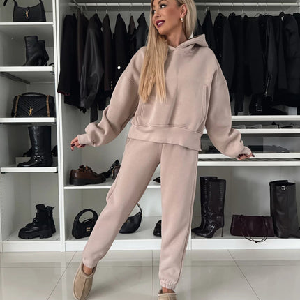 2026 Amazon European and American New Trendy Fashion Set for Women, Long-Sleeve Hooded Sweatshirt and Jogger Pants Two-Piece Set for Women