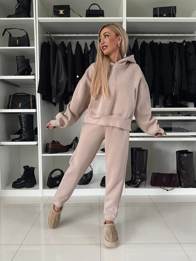 2026 Amazon European and American New Trendy Fashion Set for Women, Long-Sleeve Hooded Sweatshirt and Jogger Pants Two-Piece Set for Women