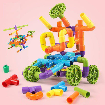 Children's Splicing Water Pipe Building Blocks Assembling Toys Assembling 3-4-6 Years Old 7 Years Old Plastic Assembling Boys' Educational