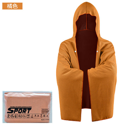 Outdoor sports cold sunscreen cloak large quick-drying hooded beach bath towel absorbent sunshade shawl cold towel
