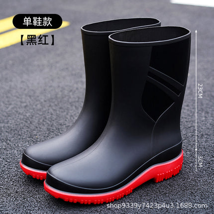 Cross-border Waterproof Shoes Men's Rain Shoes Fashion Thickened Rain-proof Rubber Shoes Work Anti-slip Fishing Kitchen Rain Boots for Foreign Trade