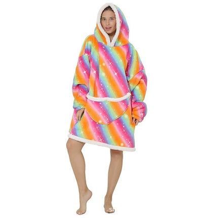Parent-Child Composite Cold-Proof Clothing Lazy Tv Blanket Thickened Home Wear Outdoor Mid-Length Pajamas Flannel Robe