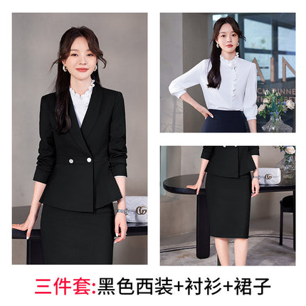 navy blue Professional suit Women's Fashion Elegant Suit Shirt Three-piece Hotel Manager Work Clothes Front Desk Uniform