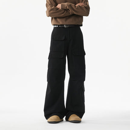 INTFEDAY American-style high street ootd small many pocket casual pants men and women neutral quality micro-work pants