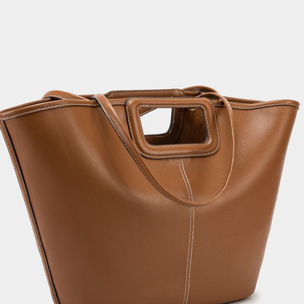 Za Home 2025 New Dark Brown Large-Capacity Stitched Decorative Oversized Shopping Bag Women's Satchel Shoulder Tote Bag