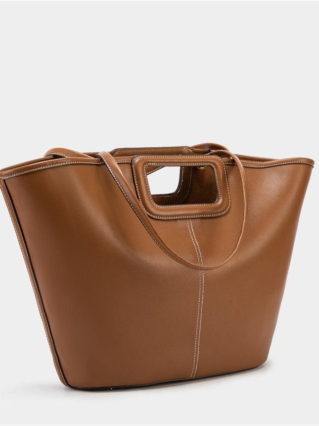 Za Home 2025 New Dark Brown Large-Capacity Stitched Decorative Oversized Shopping Bag Women's Satchel Shoulder Tote Bag