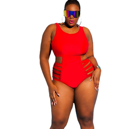 Cross-border new European and American women's plus size one-piece swimsuit high waist board strap AliExpress graffiti swimsuit bikini