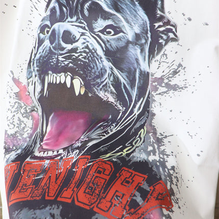 340 Jin Wear European New Digital Printing Dog Head Letter Fat Man Plus Fat Increase Fashion Fashion Brand American Short-sleeved T-shirt