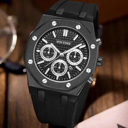 Foreign Trade Products: Men's Watch with Three Dials, Multi-Functional, Sports, Waterproof, Men's Fashion Casual Watch, Cross-Border Hot-Selling Item